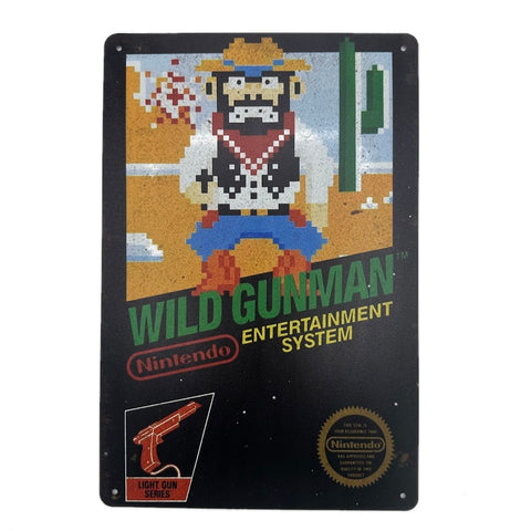 ブリキ看板 任天堂 ワイルドガンマン NES レトロゲーム インテリア デコレーション