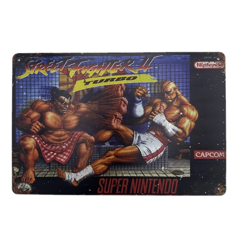 ブリキ看板 ストリートファイターII ターボ スーパーファミコン レトロ ゲーム CAPCOM