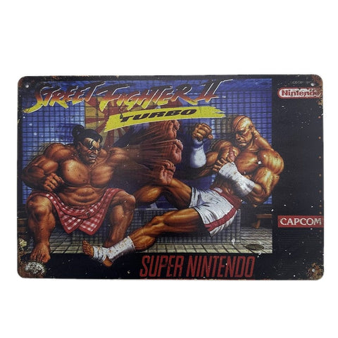 ブリキ看板 ストリートファイターII ターボ スーパーファミコン レトロ ゲーム CAPCOM