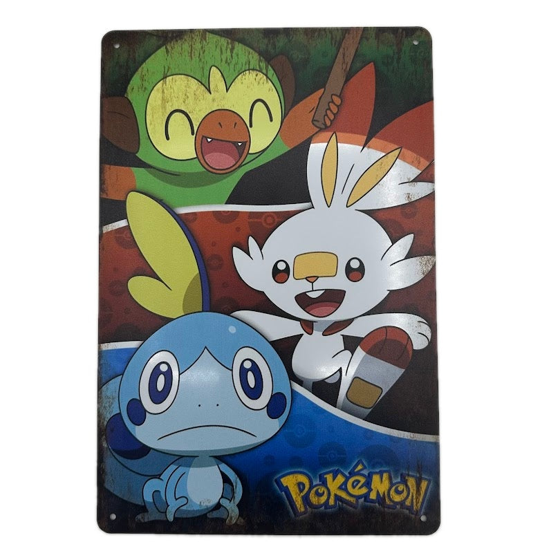 ブリキ看板 ポケモン ヒバニー メッソン サルノリ レトロ インテリア 雑貨