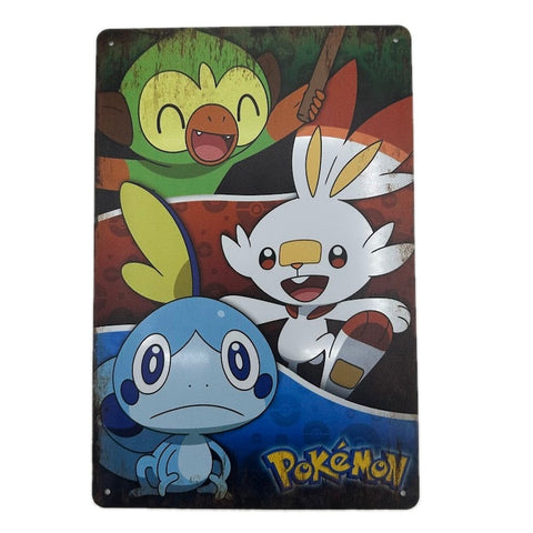 ブリキ看板 ポケモン ヒバニー メッソン サルノリ レトロ インテリア 雑貨