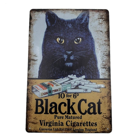 ブラックキャット ブリキ看板 レトロ タバコ広告 インテリア雑貨
