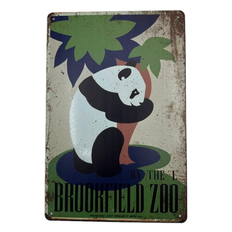 パンダ ブリキ看板 BROOKFIELD ZOO レトロ インテリア雑貨