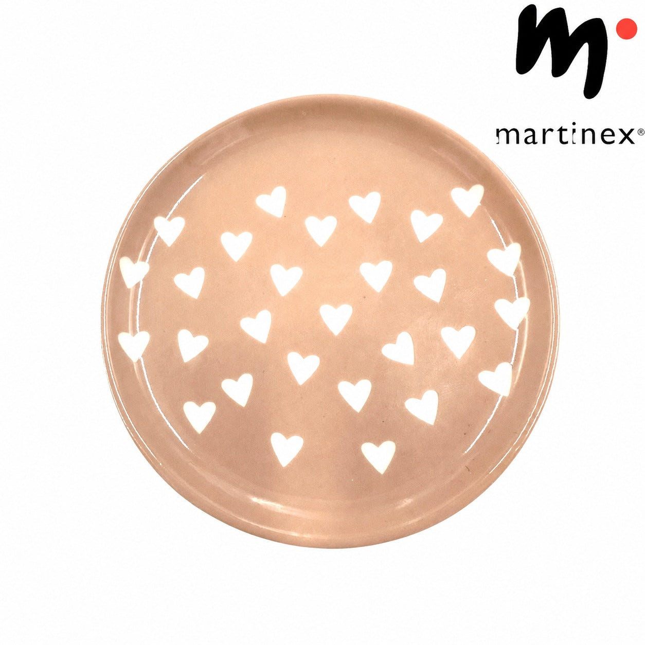 Martinex ハート柄 ピンクプレート 小皿 陶器 10cm
