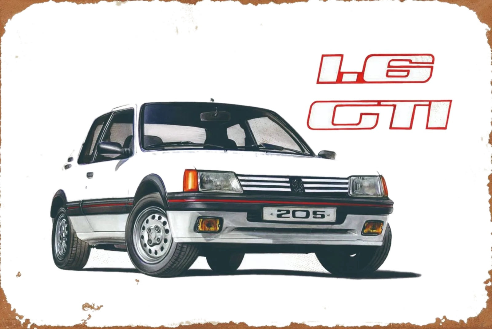 プジョー 205 GTI L6 ブリキ看板 ビンテージ レトロ インテリア