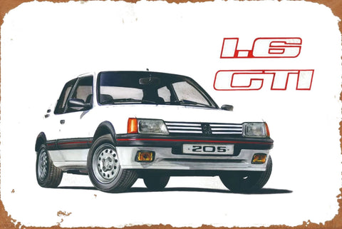 プジョー 205 GTI L6 ブリキ看板 ビンテージ レトロ インテリア