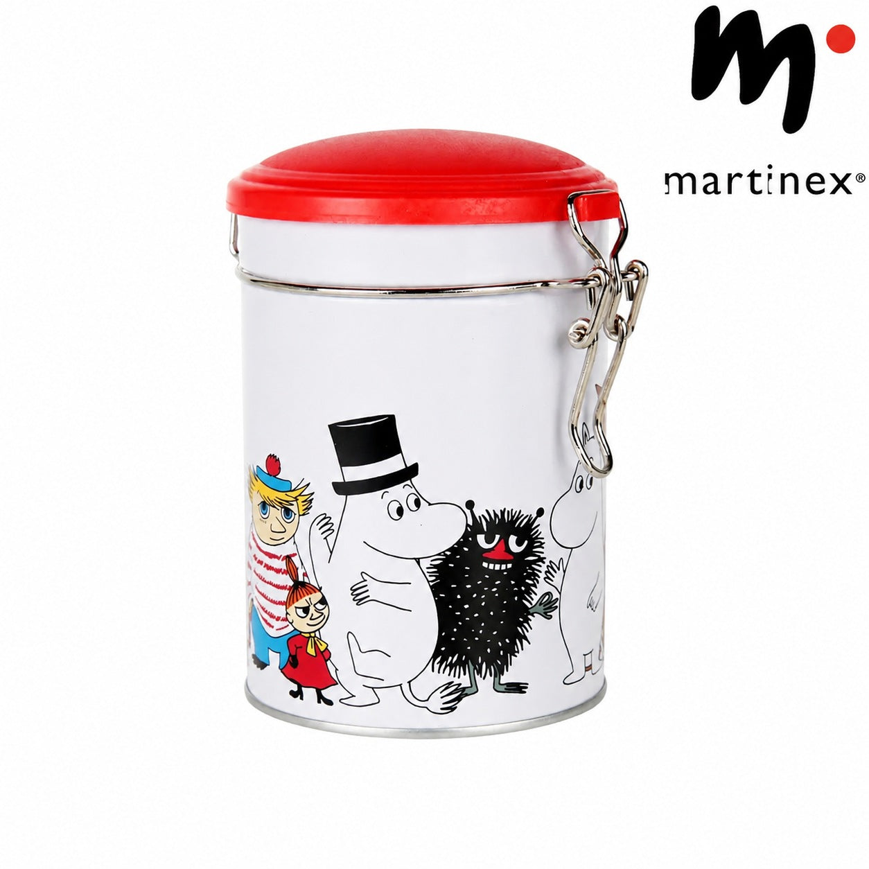 Martinex ムーミン 収納缶 赤い蓋付き 11×13×9cm
