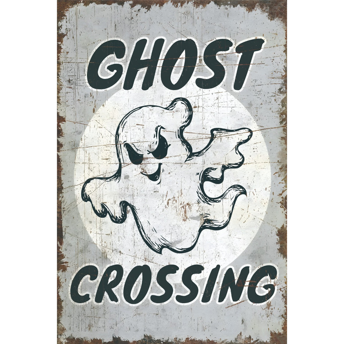 ゴースト クロッシング GHOST CROSSING ブリキ看板 ハロウィン レトロ インテリア デコレーション