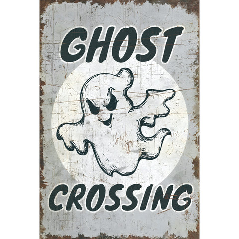 ゴースト クロッシング GHOST CROSSING ブリキ看板 ハロウィン レトロ インテリア デコレーション