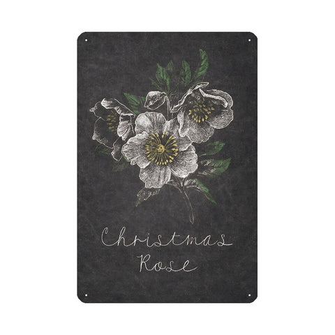 ブリキ看板 クリスマスローズ 花 レトロ インテリア 壁飾り ビンテージ フラワー おしゃれ ディスプレイ