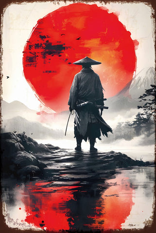 ブリキ看板 侍 サムライ レトロ インテリア 雑貨 コレクション デコレーション 壁飾り ビンテージ