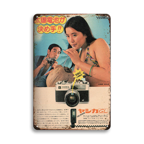 ヤシカ カメラ 広告 ブリキ看板 レトロ ビンテージ インテリア 壁飾り コレクション