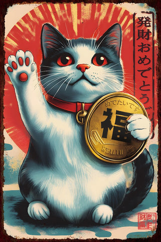 招き猫 ブリキ看板 レトロ インテリア コレクション 雑貨 ビンテージ ディスプレイ 壁飾り おしゃれ