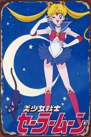 ブリキ看板 セーラームーン 美少女戦士 月野うさぎ ルナ インテリア レトロ