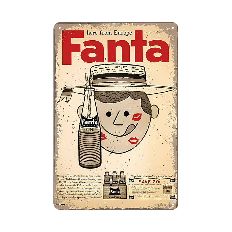 ファンタ ドリンク 広告 ヴィンテージ レトロ ブリキ看板 インテリア 雑貨 コレクション