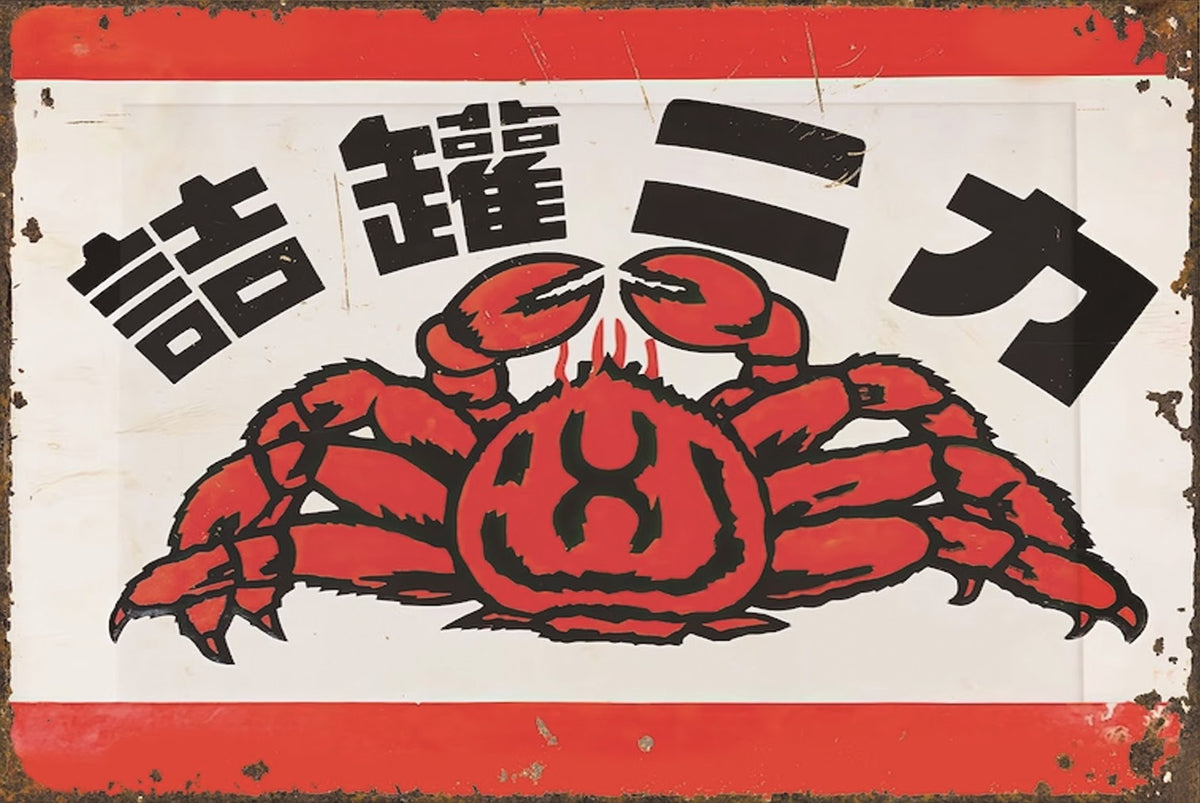 ブリキ看板 ミカ詰鐘 カニ レトロ ビンテージ 看板