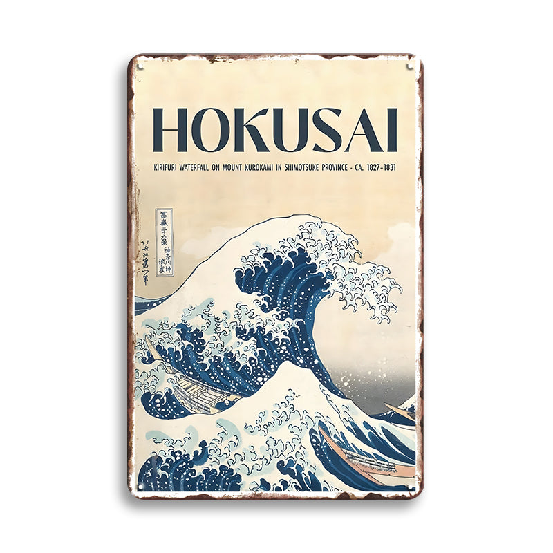 HOKUSAI 葛飾北斎 ブリキ看板 富嶽三十六景 神奈川沖浪裏 アートポスター