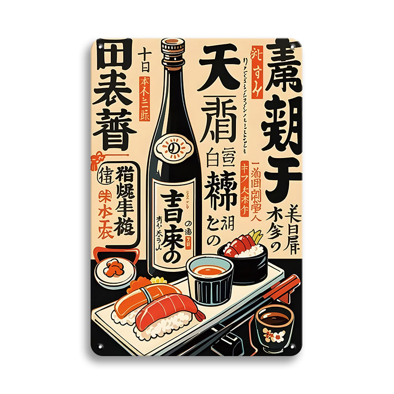 ブリキ看板 寿司 日本酒 居酒屋 レトロ ポスター 和風 インテリア 壁飾り ビンテージ風 ディスプレイ