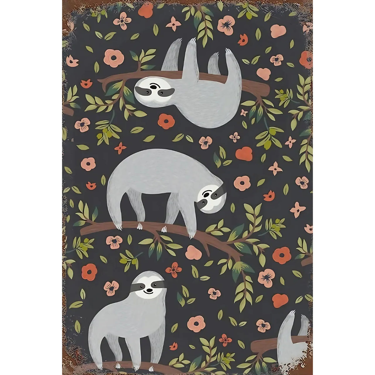 ナマケモノ ブリキ看板 スロース 可愛い レトロ インテリア 雑貨 壁飾り