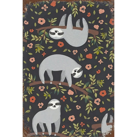 ナマケモノ ブリキ看板 スロース 可愛い レトロ インテリア 雑貨 壁飾り