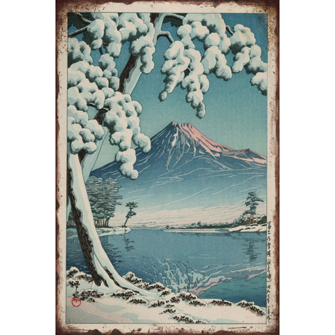 ブリキ看板 富士山 雪景色 レトロ 和風 インテリア 雑貨