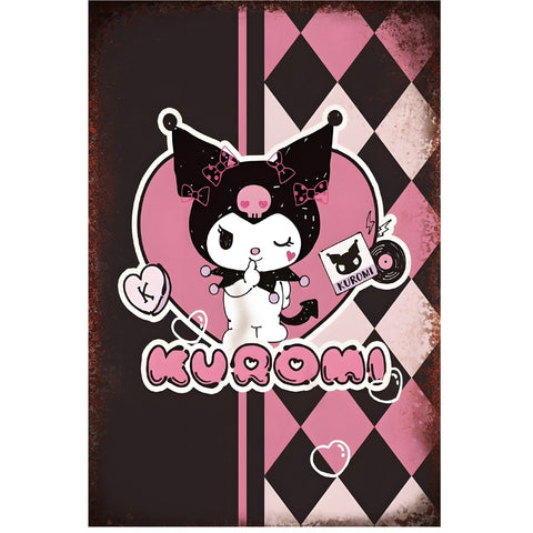 ブリキ看板 KUROMI クロミ ピンク×ブラック ハート ゴスロリ レトロ ヴィンテージ インテリア