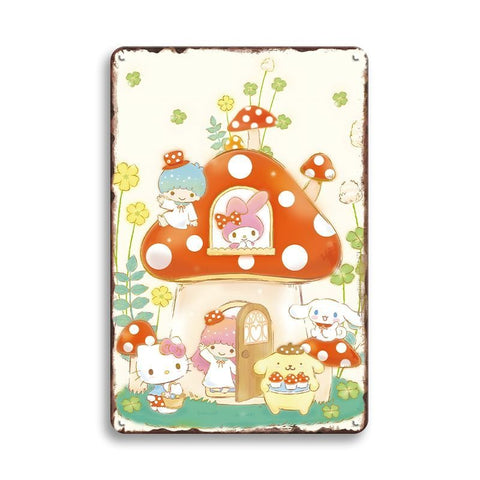 ブリキ看板 サンリオ マイメロディ ハローキティ シナモロール ポムポムプリン リトルツインスターズ レトロ インテリア