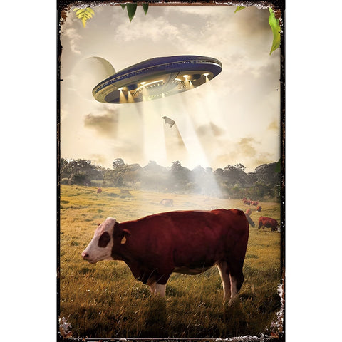ブリキ看板 UFO 宇宙人 ミステリー イラスト レトロ インテリア 壁飾り