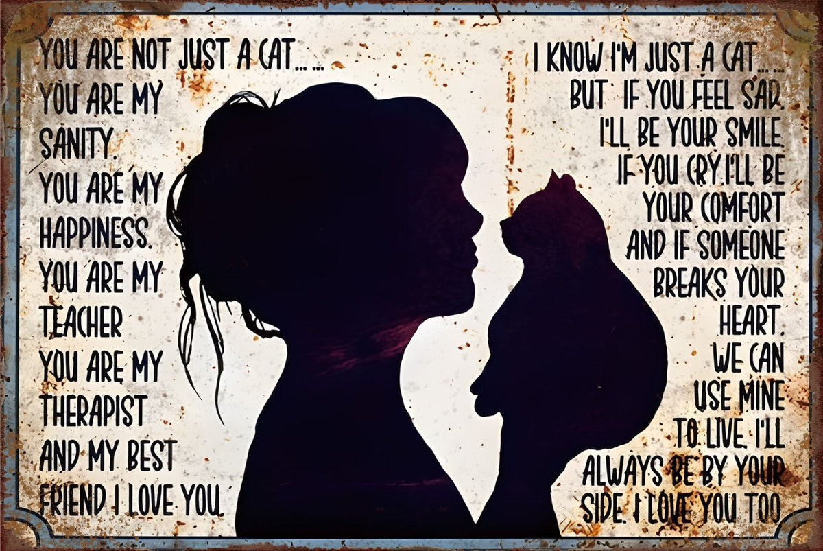 ブリキ看板 猫 キャット メッセージ レトロ インテリア ヴィンテージ 壁飾り ディスプレイ 雑貨