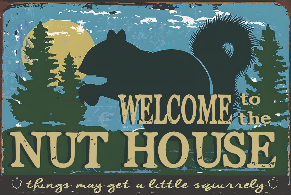 ブリキ看板 WELCOME NUT HOUSE レトロ インテリア おしゃれ 壁飾り