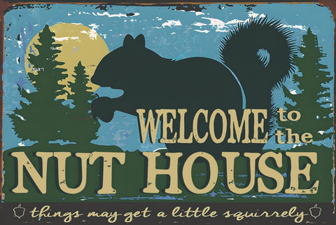 ブリキ看板 WELCOME NUT HOUSE レトロ インテリア おしゃれ 壁飾り