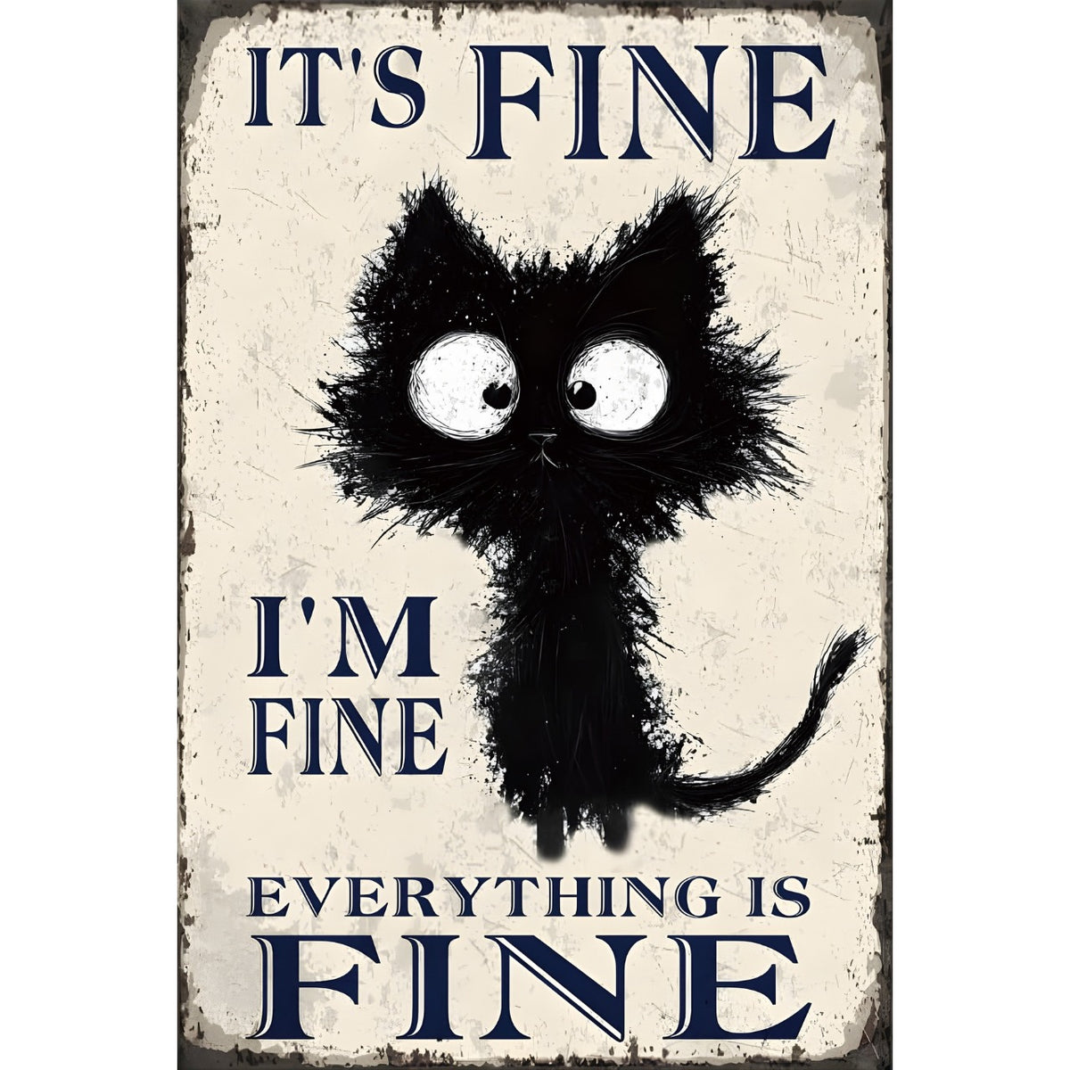 ブリキ看板 レトロ 黒猫 ユーモア インテリア ビンテージ