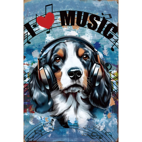 ブリキ看板 レトロ 犬 音楽 ミュージック インテリア ビンテージ