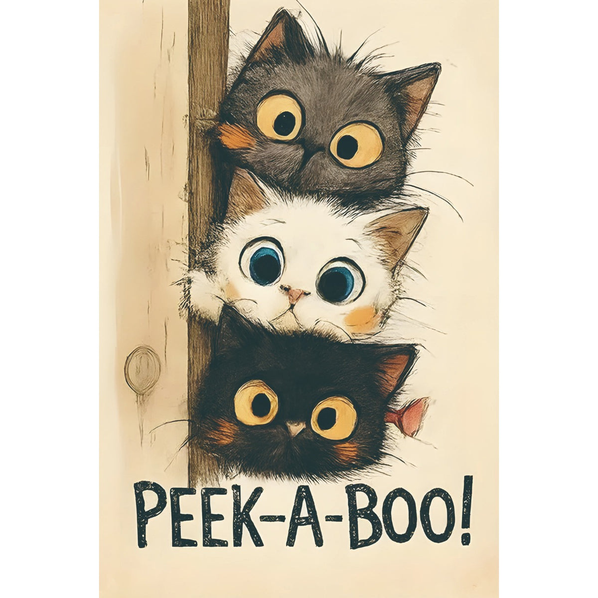 ブリキ看板 PEEK-A-BOO! いないいないばあ 猫 子猫 かわいい レトロ ポスター インテリア 雑貨