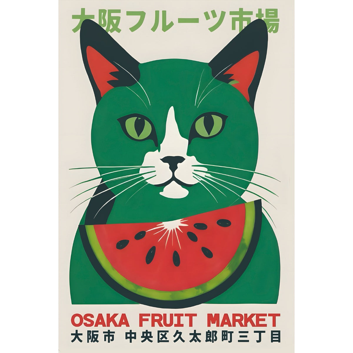 ブリキ看板 大阪フルーツ市場 OSAKA FRUIT MARKET 猫 スイカ レトロ ポスター インテリア 雑貨