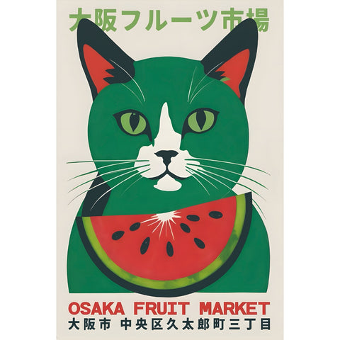 ブリキ看板 大阪フルーツ市場 OSAKA FRUIT MARKET 猫 スイカ レトロ ポスター インテリア 雑貨