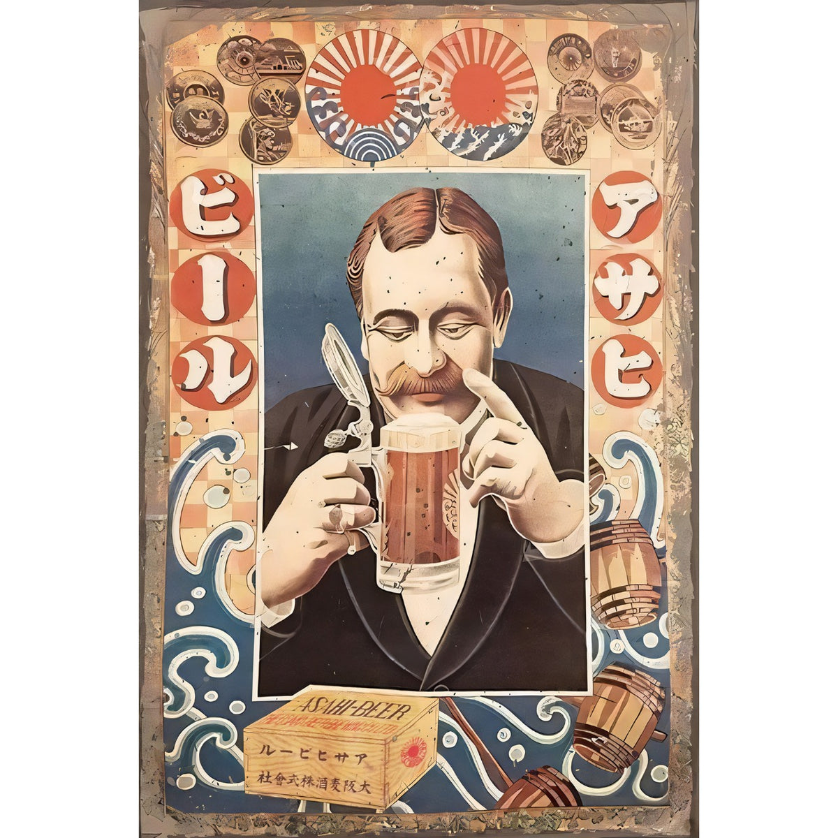 ブリキ看板 ビール レトロ広告 日本風 アート インテリア 壁飾り