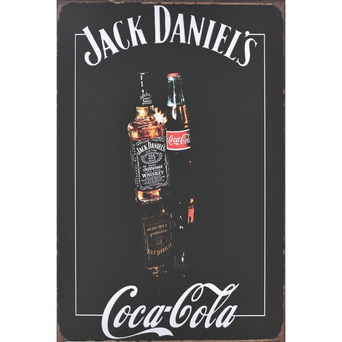 ブリキ看板 Jack Daniel’s × Coca-Cola ジャックダニエル コカコーラ バー レトロ ヴィンテージ アメリカン インテリア