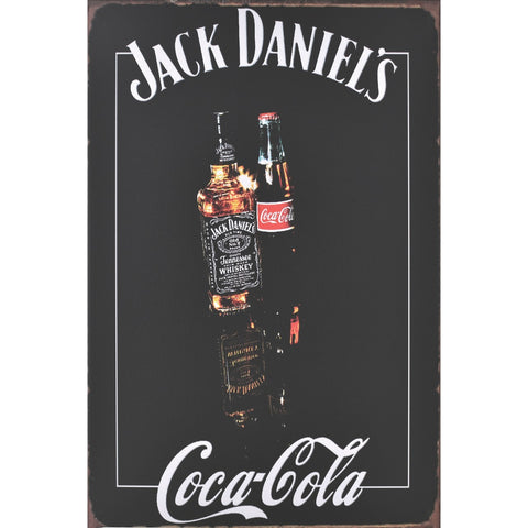 ブリキ看板 Jack Daniel’s × Coca-Cola ジャックダニエル コカコーラ バー レトロ ヴィンテージ アメリカン インテリア
