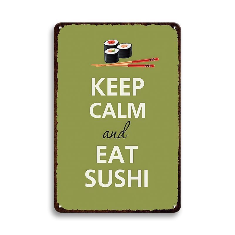 ブリキ看板 レトロ インテリア ビンテージ 壁飾り おしゃれ KEEP CALM SUSHI