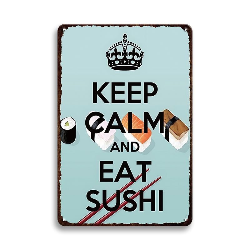 ブリキ看板 ブリキ KEEP CALM SUSHI レトロ インテリア ビンテージ 壁飾り おしゃれ