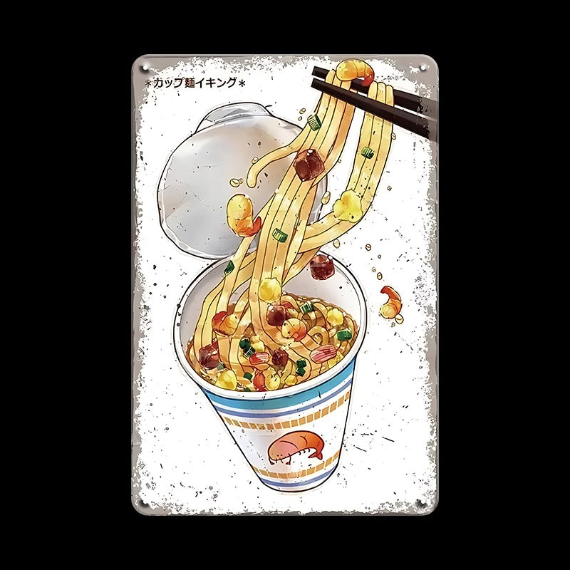 ブリキ看板 レトロ インテリア ビンテージ 壁飾り おしゃれ カップ麺 イラスト