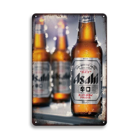 ブリキ看板 レトロ ビール広告 Asahi アサヒ スーパードライ 瓶 ビンテージ風 壁飾り