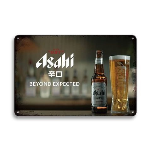 ブリキ看板 レトロ ビール広告 Asahi アサヒ スーパードライ 辛口 ビンテージ風 壁飾り