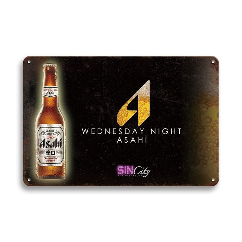 ブリキ看板 レトロ インテリア ビンテージ 壁飾り おしゃれ ASAHI アサヒビール