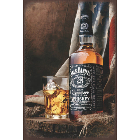 ジャックダニエル Jack Daniel’s ウイスキー グラス ブリキ看板 レトロ バー ビンテージ インテリア 壁飾り 雑貨 デコレーション