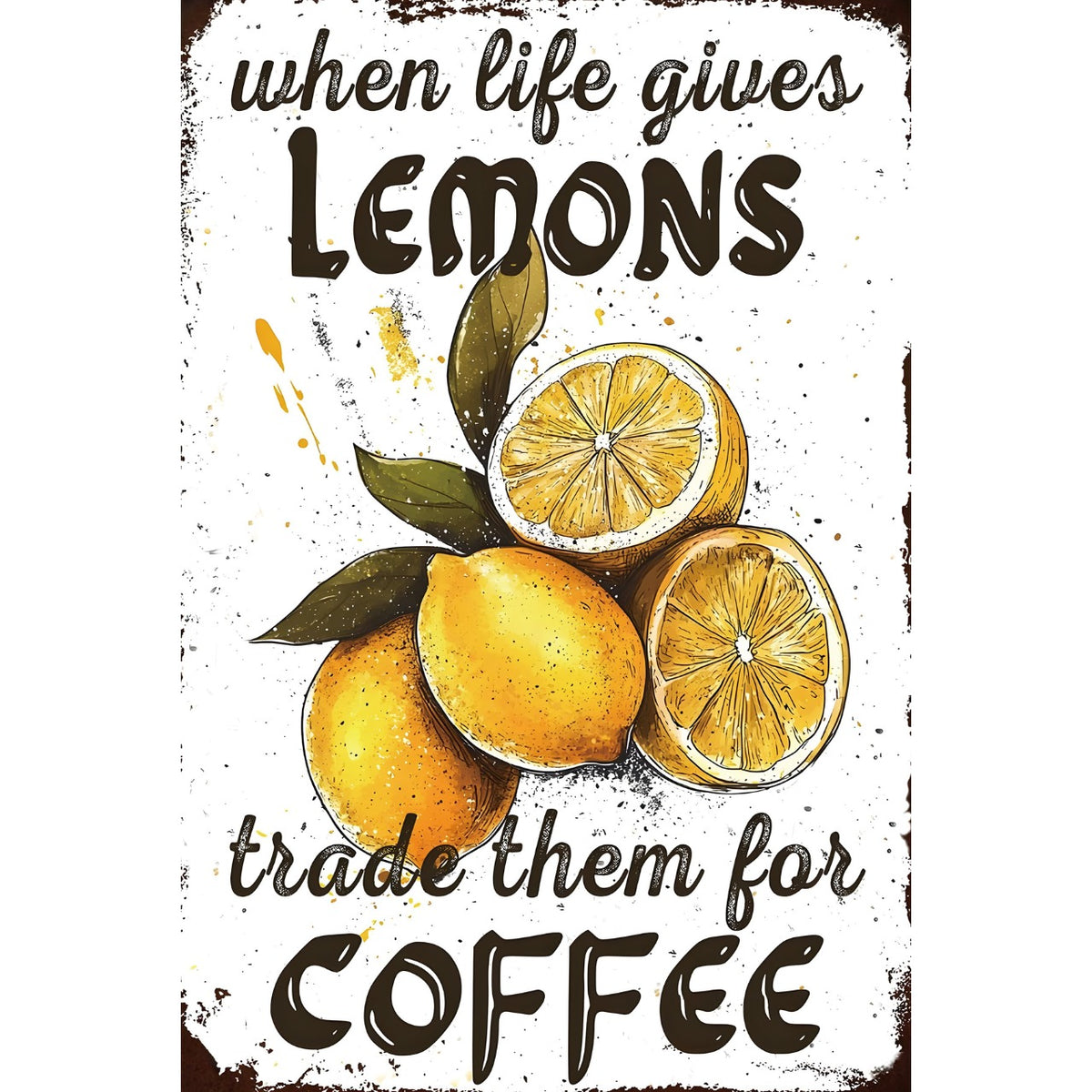 コーヒー レモン 英語 おしゃれ カフェ レトロ ブリキ看板 インテリア 壁飾り