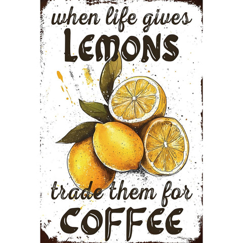 コーヒー レモン 英語 おしゃれ カフェ レトロ ブリキ看板 インテリア 壁飾り