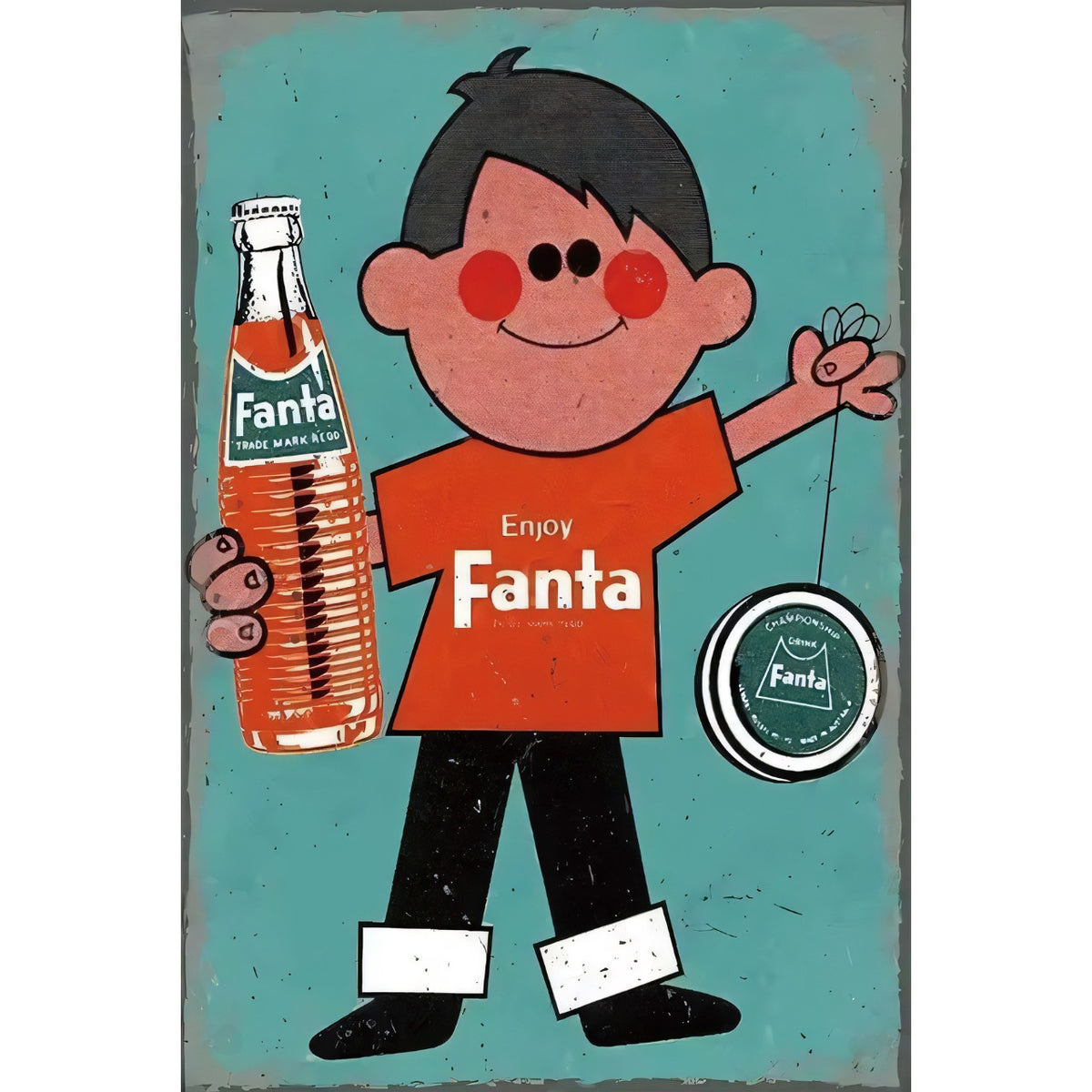レトロ ファンタ Fanta ブリキ看板 ビンテージ広告風 ポップキャラクター デザイン 雑貨