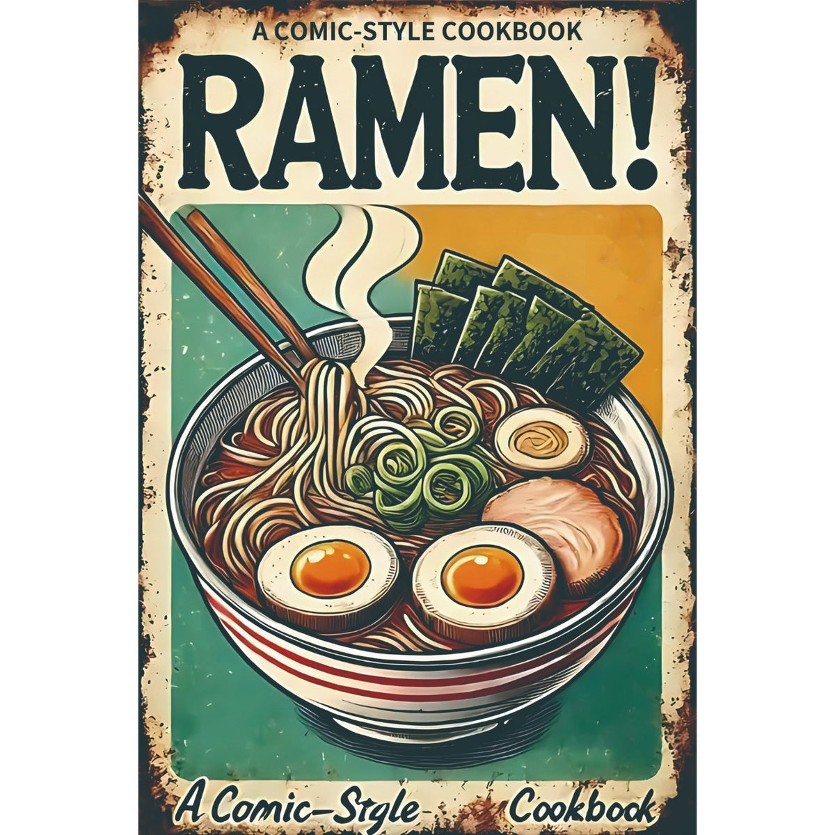 ブリキ看板 RAMEN ラーメン A COMIC-STYLE COOKBOOK レトロ ポスター 飲食店 インテリア 雑貨